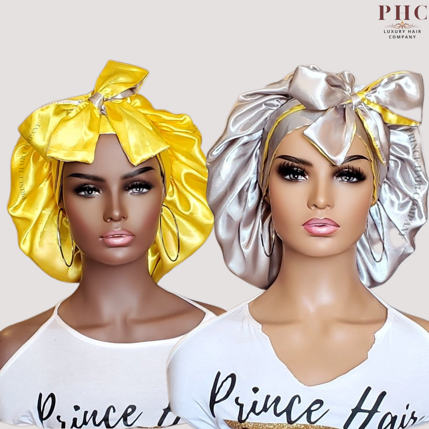 CLEARANCE - Yellow & Gray All Satin Reversible Bonnet