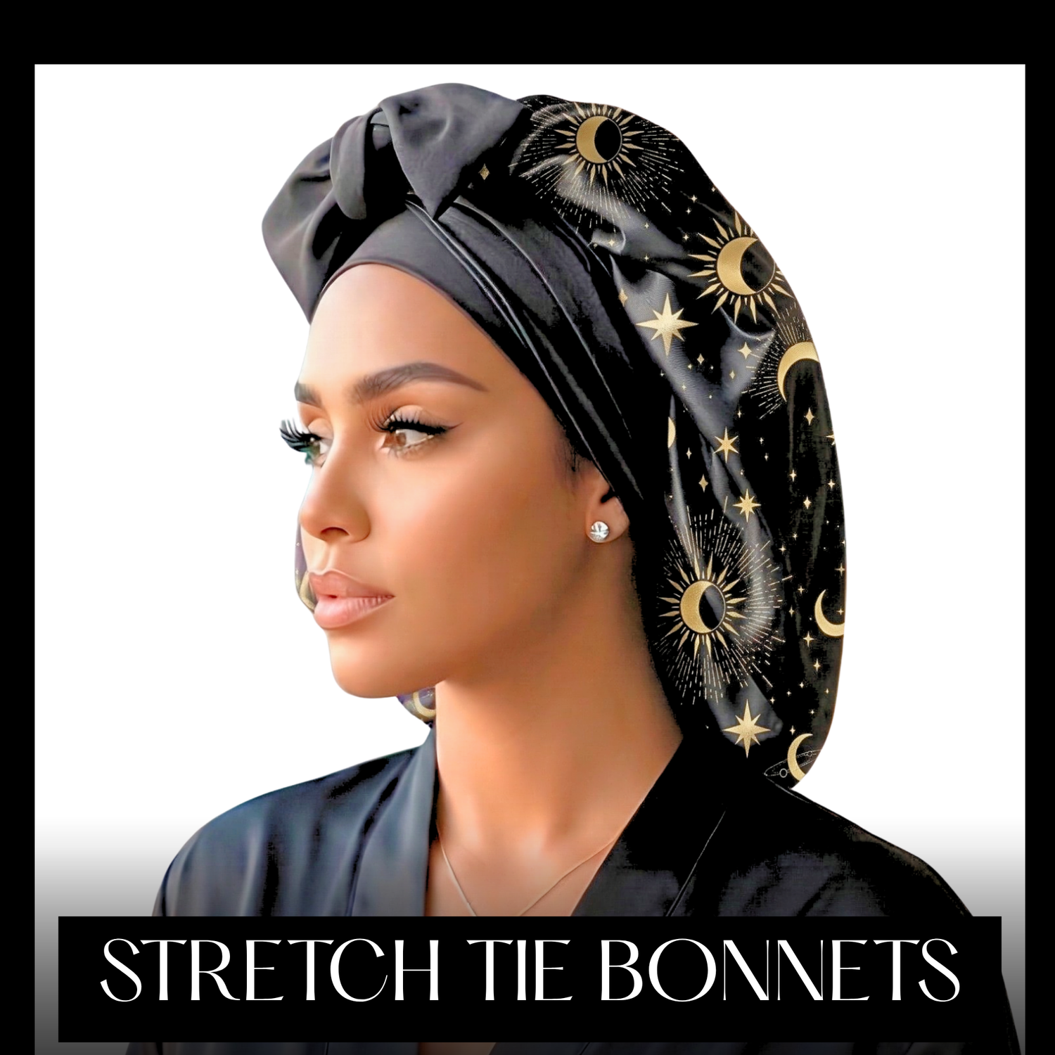 Satin-Lined Stretch Tie Satin Bonnets | PHC