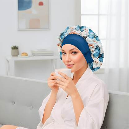 Unisex Charmeuse Satin Silk Bonnet – Tie-Free Sleep Cap with Adjustable Wide Band | Hair Protection Bonnet for Men & Women, Natural Hair, Braids, Locs