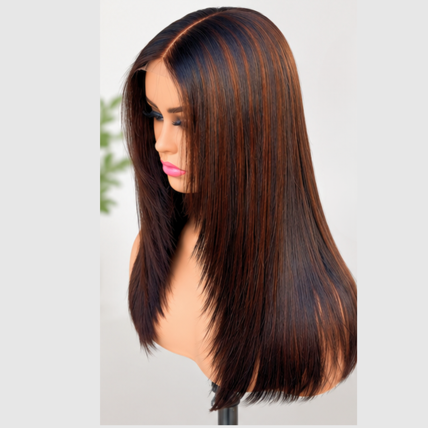 Brazilian straight human hair wig with soft dimensional highlights
