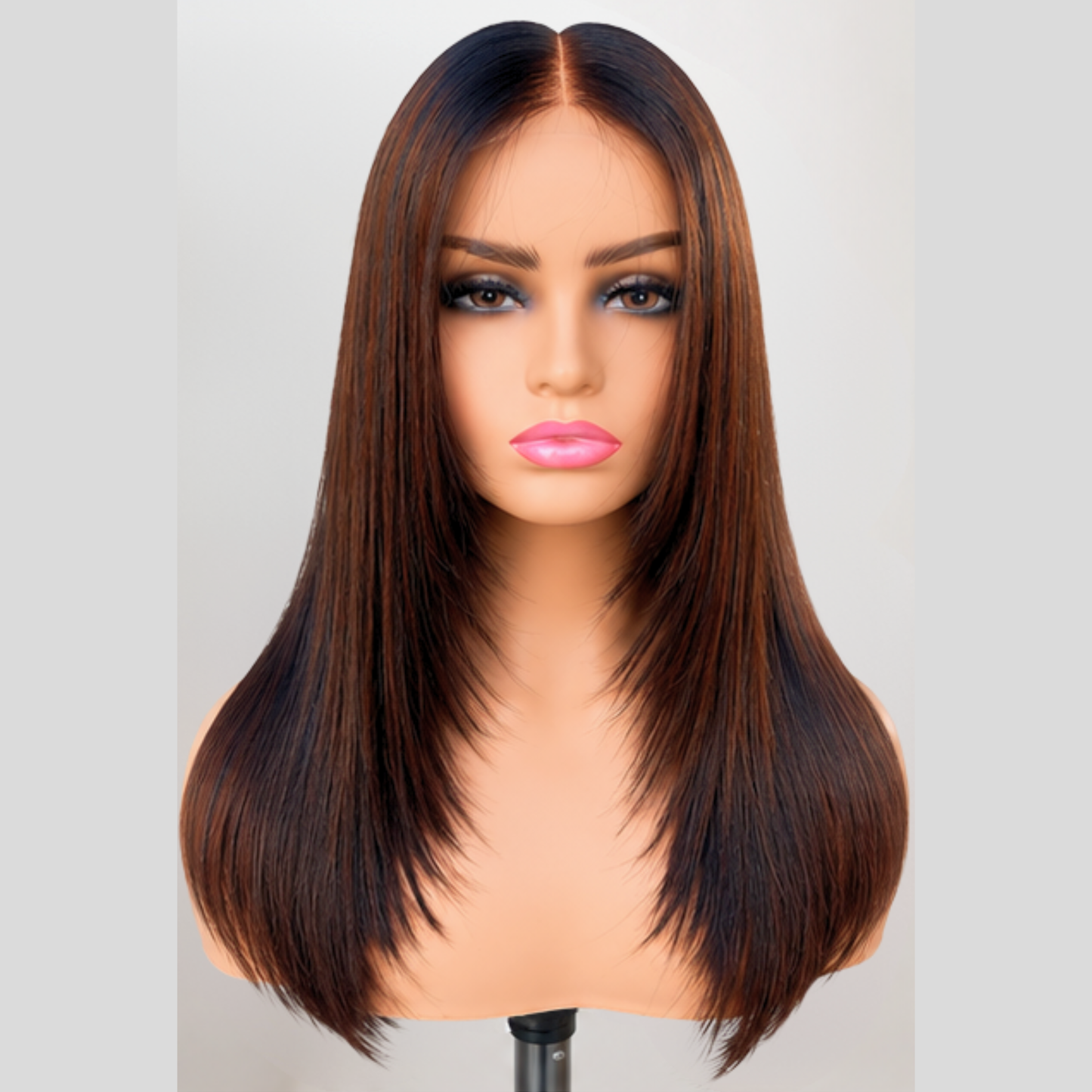 16-inch soft highlight layered Brazilian straight human hair wig