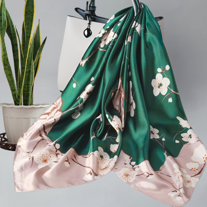 Emerald satin hair scarf that can be used as purse decoration, next tie, hijab, satin hair wrap. 
