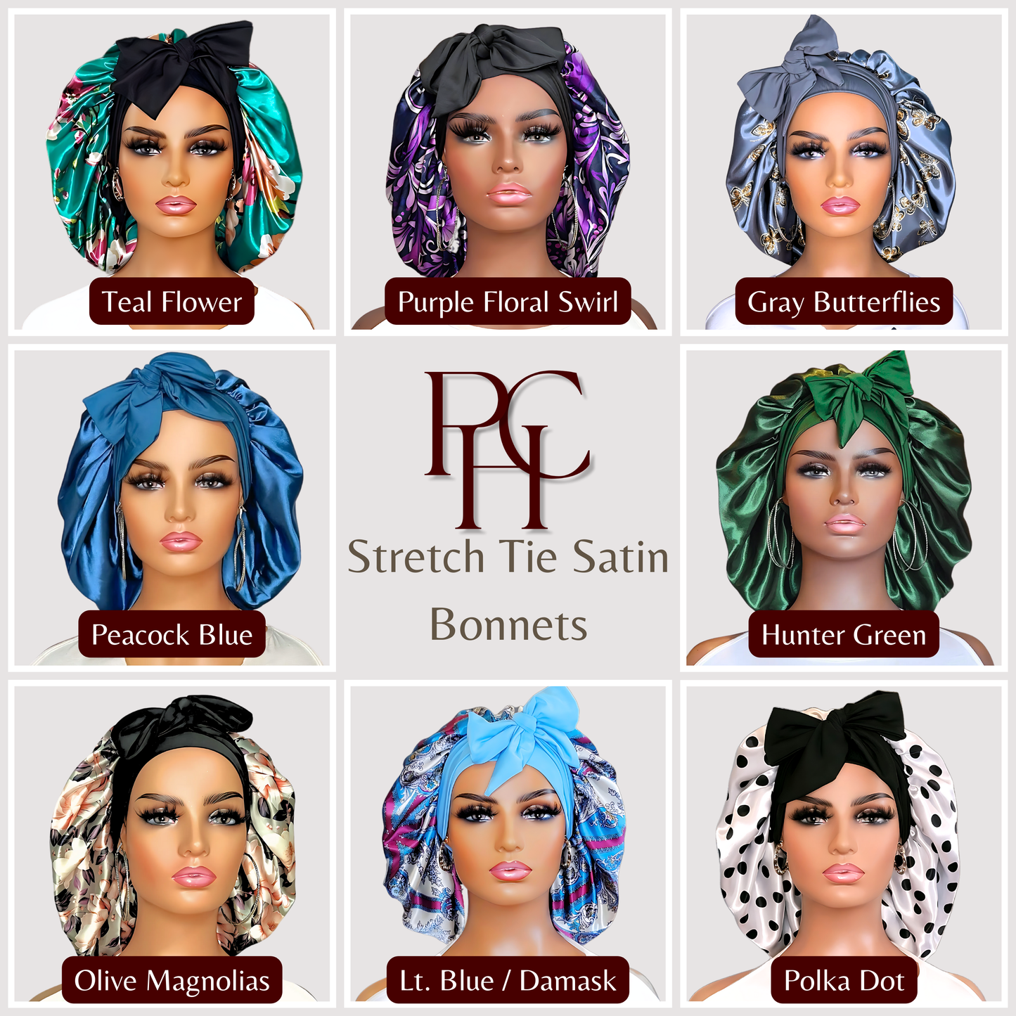 The ORIGINAL Stretch Tie Satin Hair Bonnet by PHC