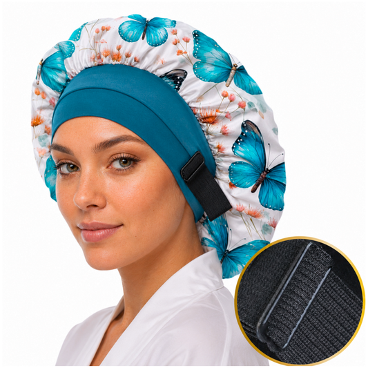 Adjustable Charmeuse Silk Satin Sleep Bonnet | Custom Print, Wide Band