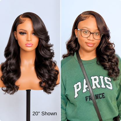 Toya glueless 4x4 HD body wave closure wig in Natural Black