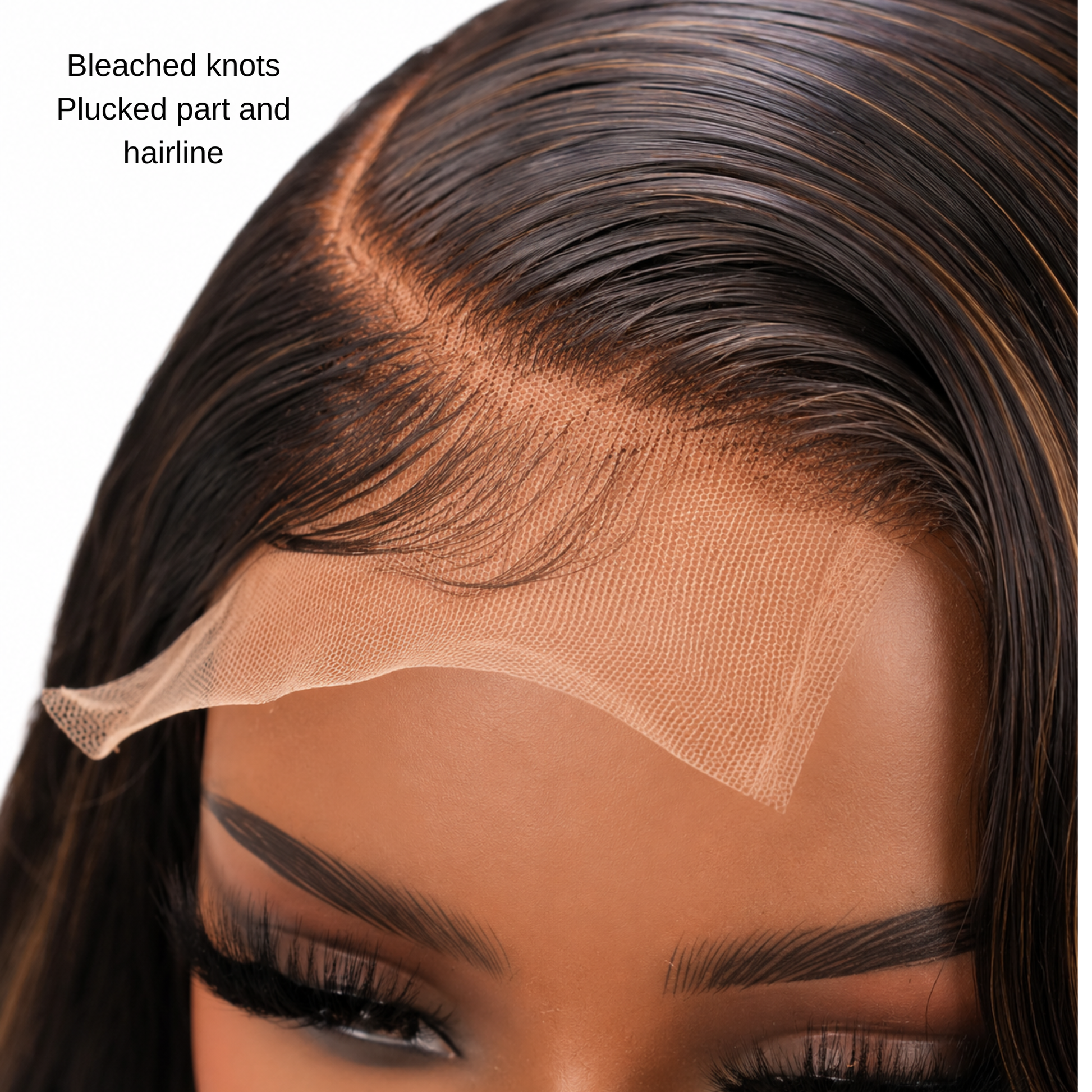 Toya glueless 4x4 HD body wave closure wig with Honey Blonde Highlights
