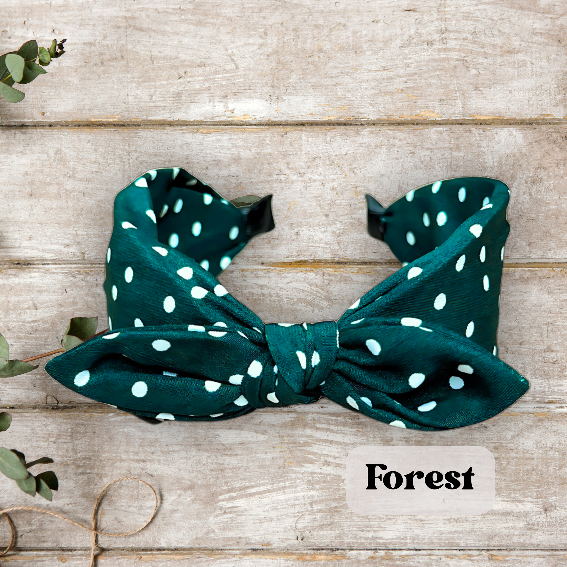 Forest Green colored Retro rabbit ear headband with twist knot design in vintage colors, perfect for a stylish and classic look