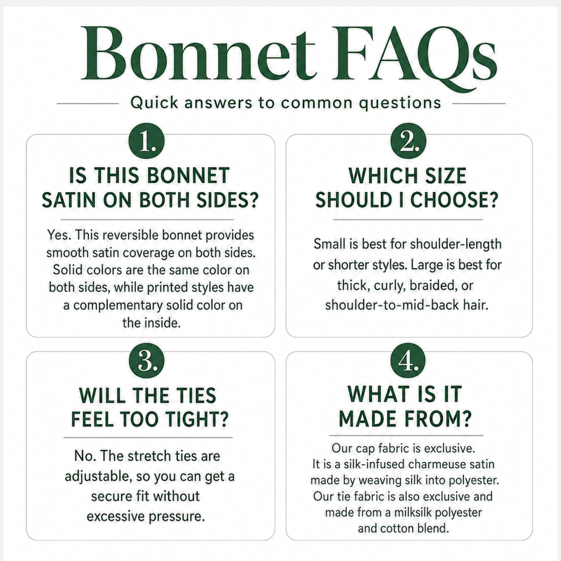 Bonnet FAQs with answers on a white background