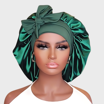 Emerald Green Satin-Lined Stretch Tie Bonnet *Premium Satin*