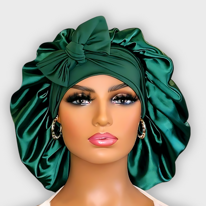 Emerald Green Satin-Lined Stretch Tie Bonnet *Premium Satin*