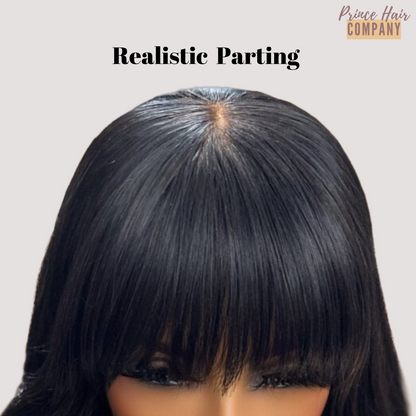 Pre-styled Glueless 4x4 Brazilian Closure Wig with Bang 20"