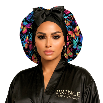 Gift Wrapped Silk Satin Sleep Bonnet & Scrunchie Set | Charmeuse Print | Adjustable Stretch Tie | Handmade in USA