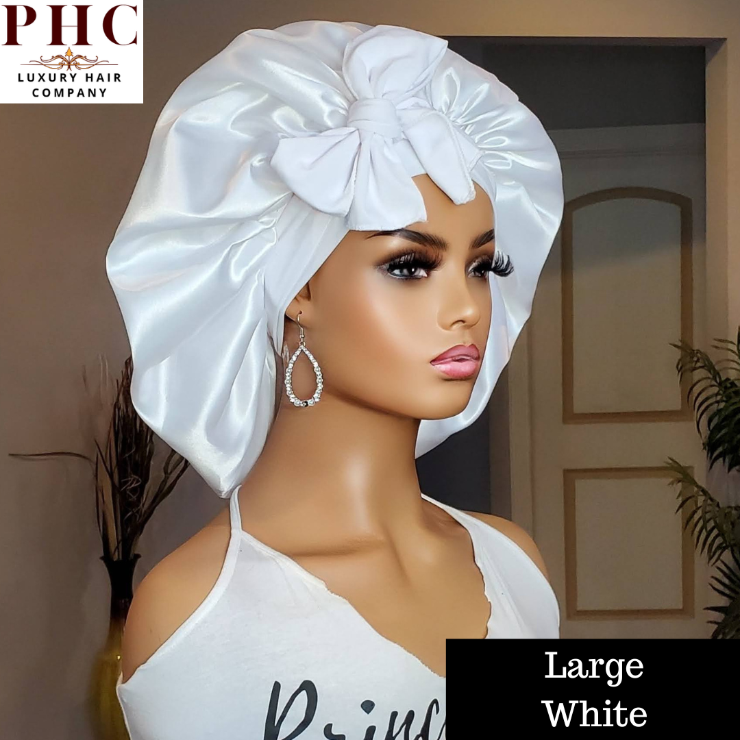 CLEARANCE  - White Stretch Tie Bonnet