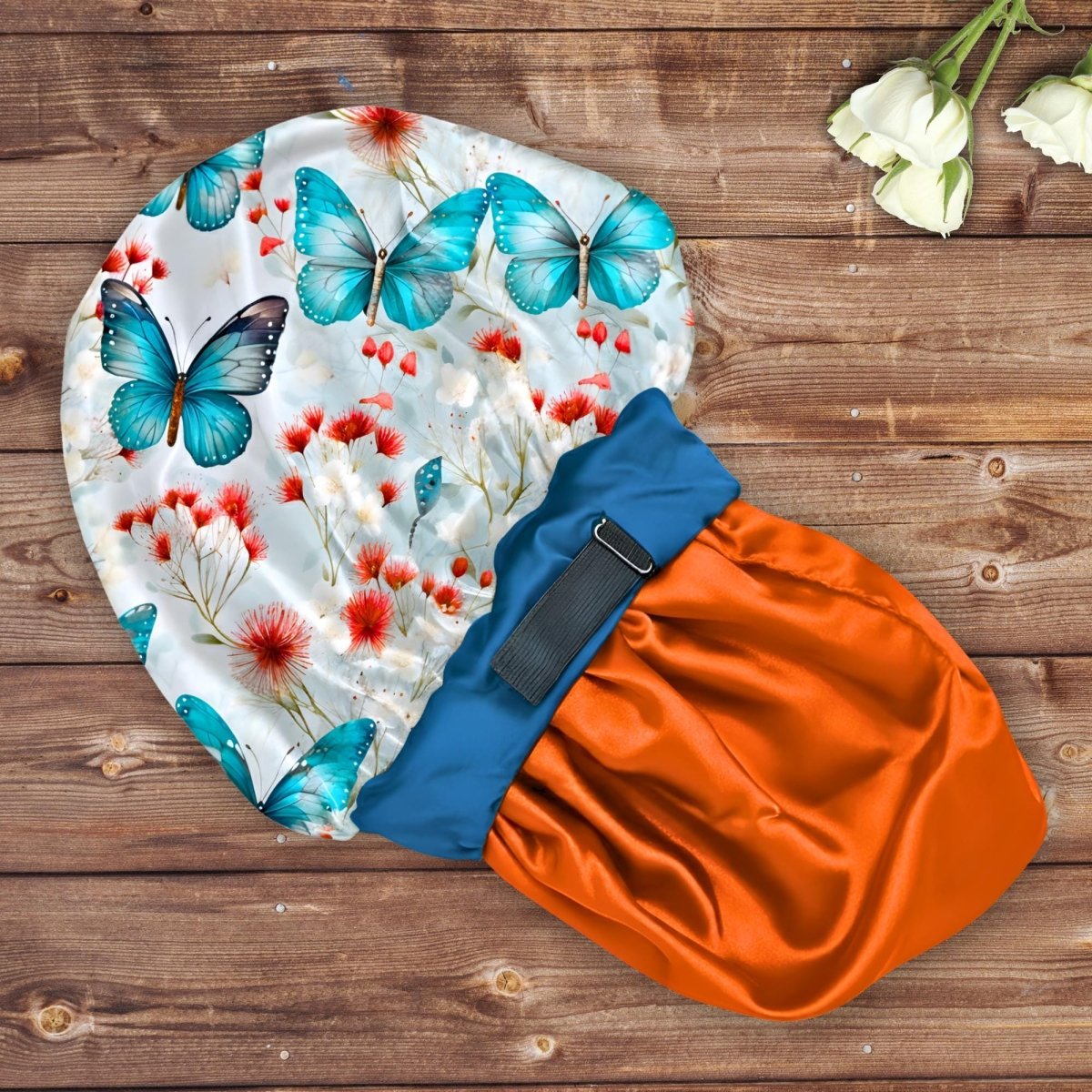 Adjustable Charmeuse Silk Satin Sleep Bonnet | Custom Print, Wide Band - PHC