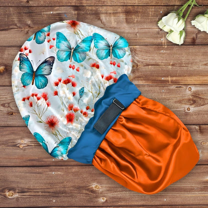 Adjustable Charmeuse Silk Satin Sleep Bonnet | Custom Print, Wide Band - PHC
