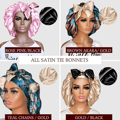 All Satin Reversible Tie Bonnet - PHC