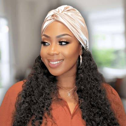 All Satin Twisted Knot Turban Beanie – Stylish Hair Protection, Satin - Lined Headwrap, Chic & Comfortable - PHC