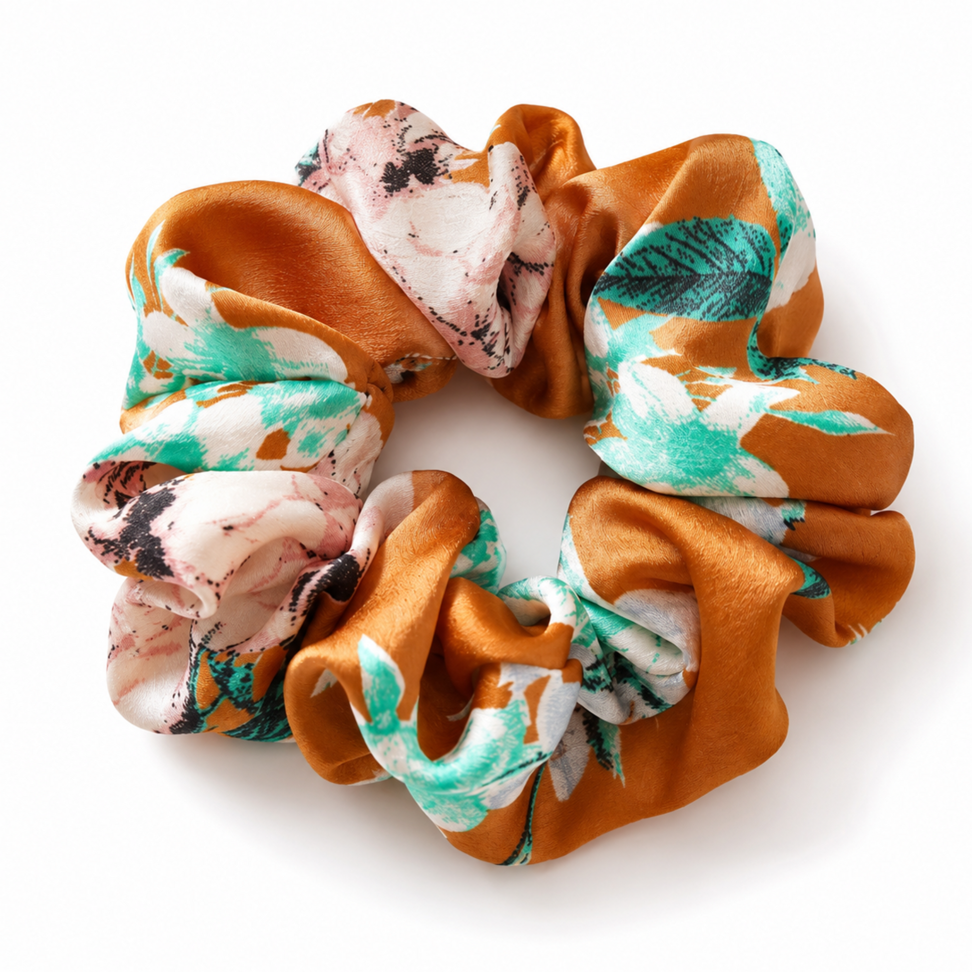Amber Bloom floral satin scrunchie
