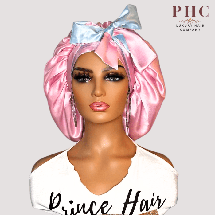 Baby Blue & Pink All Satin Reversible Bonnet - PHC