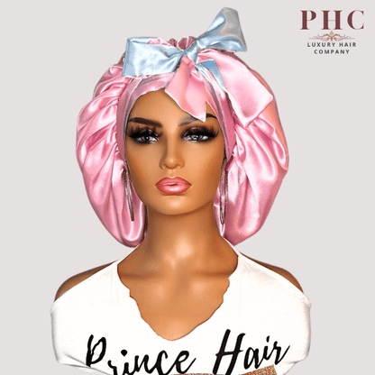 Baby Blue & Pink All Satin Reversible Bonnet - PHC