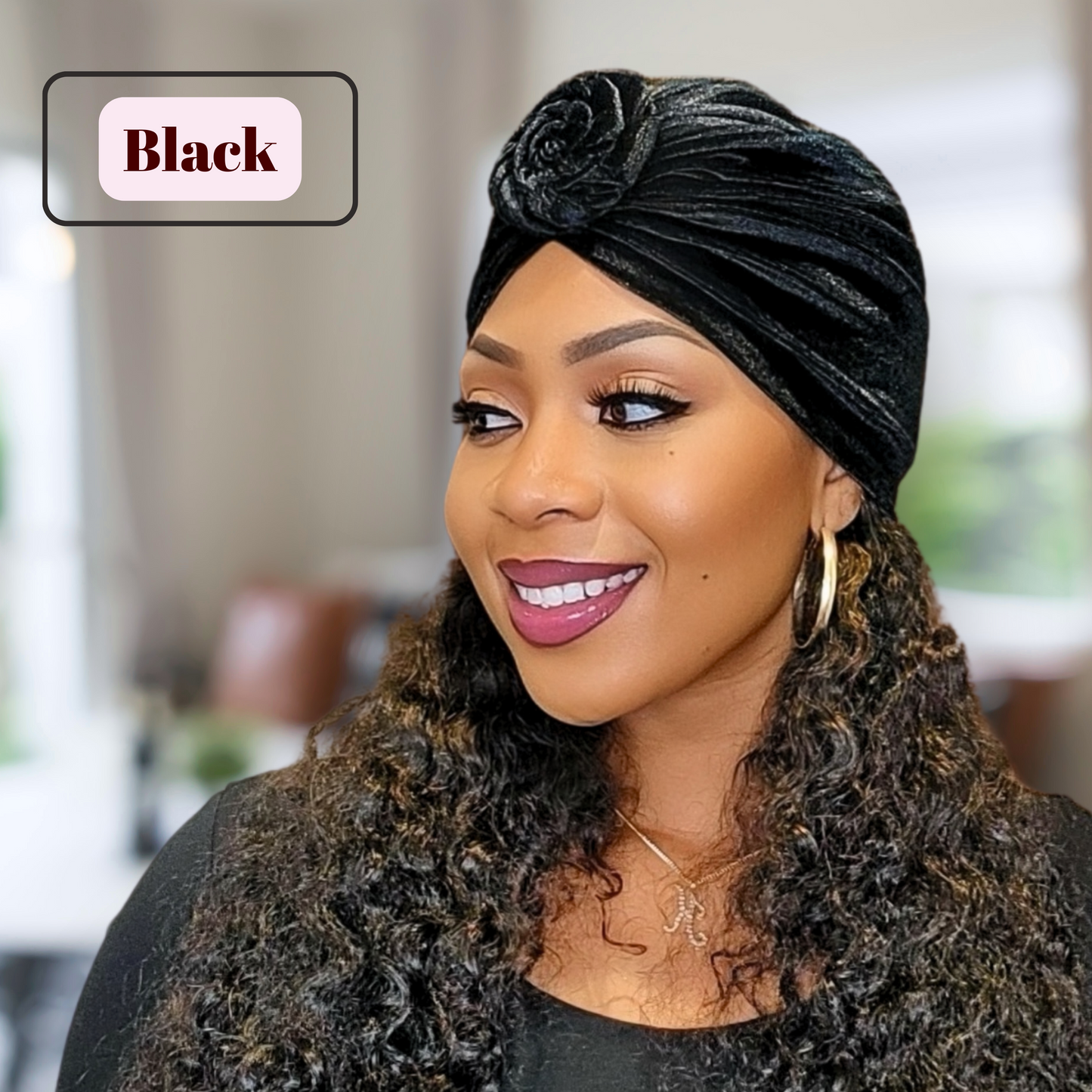 Elegant velvet twisted knot turban in a sophisticated design, perfect for stylish and comfortable headwear