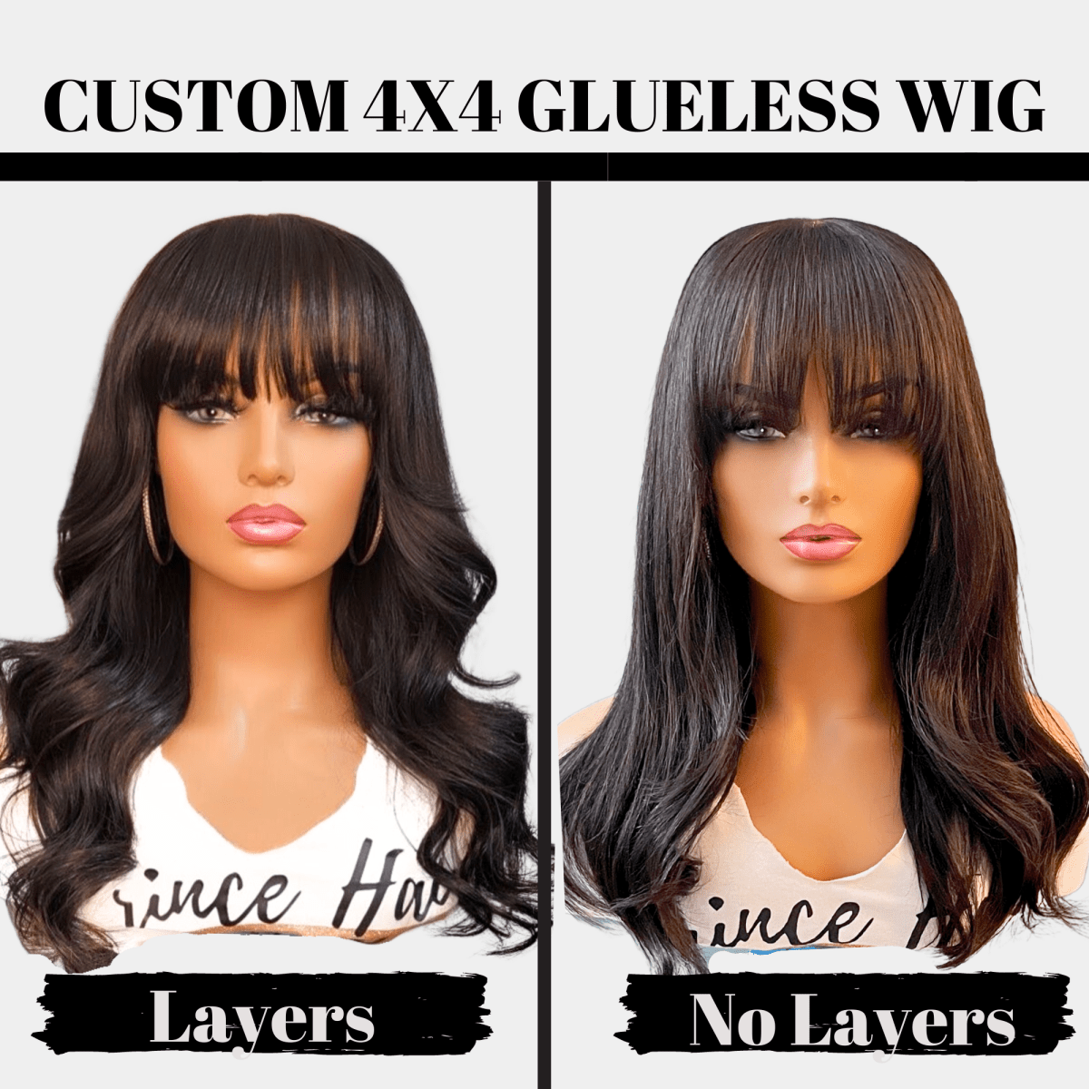 Brazilian Human Hair Custom Wig with 4x4 HD Lace Bang Closure - PHC