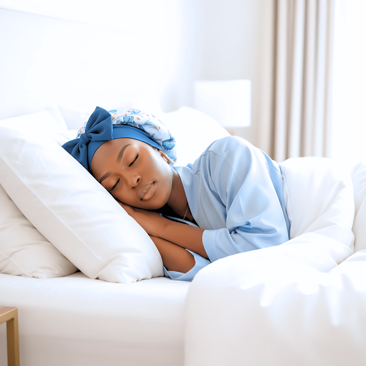 Charmeuse Satin Hair Bonnet That Stays On All Night – Adjustable Handmade Silk Satin Sleep Cap for Ultimate Hair Protection - Butterfly Bloom - PHC