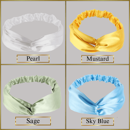 Charmeuse Satin Twisted Knot Elastic Headband – Stylish, Comfortable, and Hair - Friendly - PHC