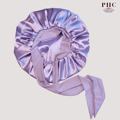 CLEARANCE Satin - Lined Stretch Tie Satin Bonnet - Lilac - PHC