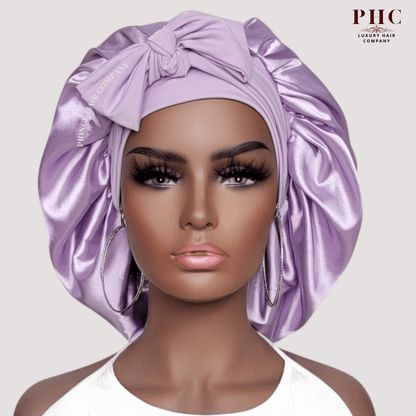 CLEARANCE Satin - Lined Stretch Tie Satin Bonnet - Lilac - PHC