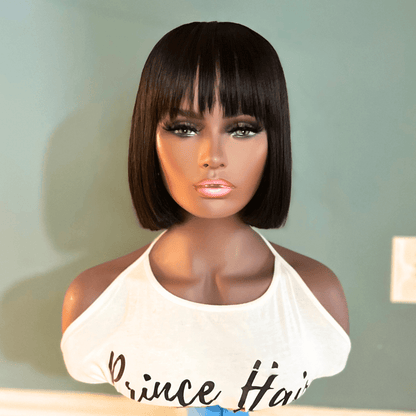 Dale Indian straight 8 inch fringe bang bob wig on 4x4 lace closure — main product image