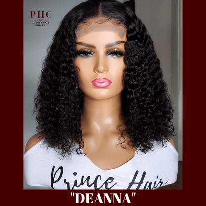 Deanna Malaysian deep curly 4x4 closure wig on original mannequin