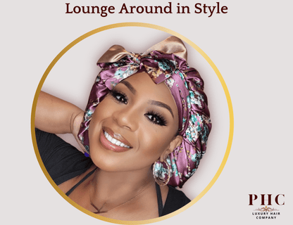 Deep Mauve Flower & Bronze All Satin Reversible Bonnet - PHC