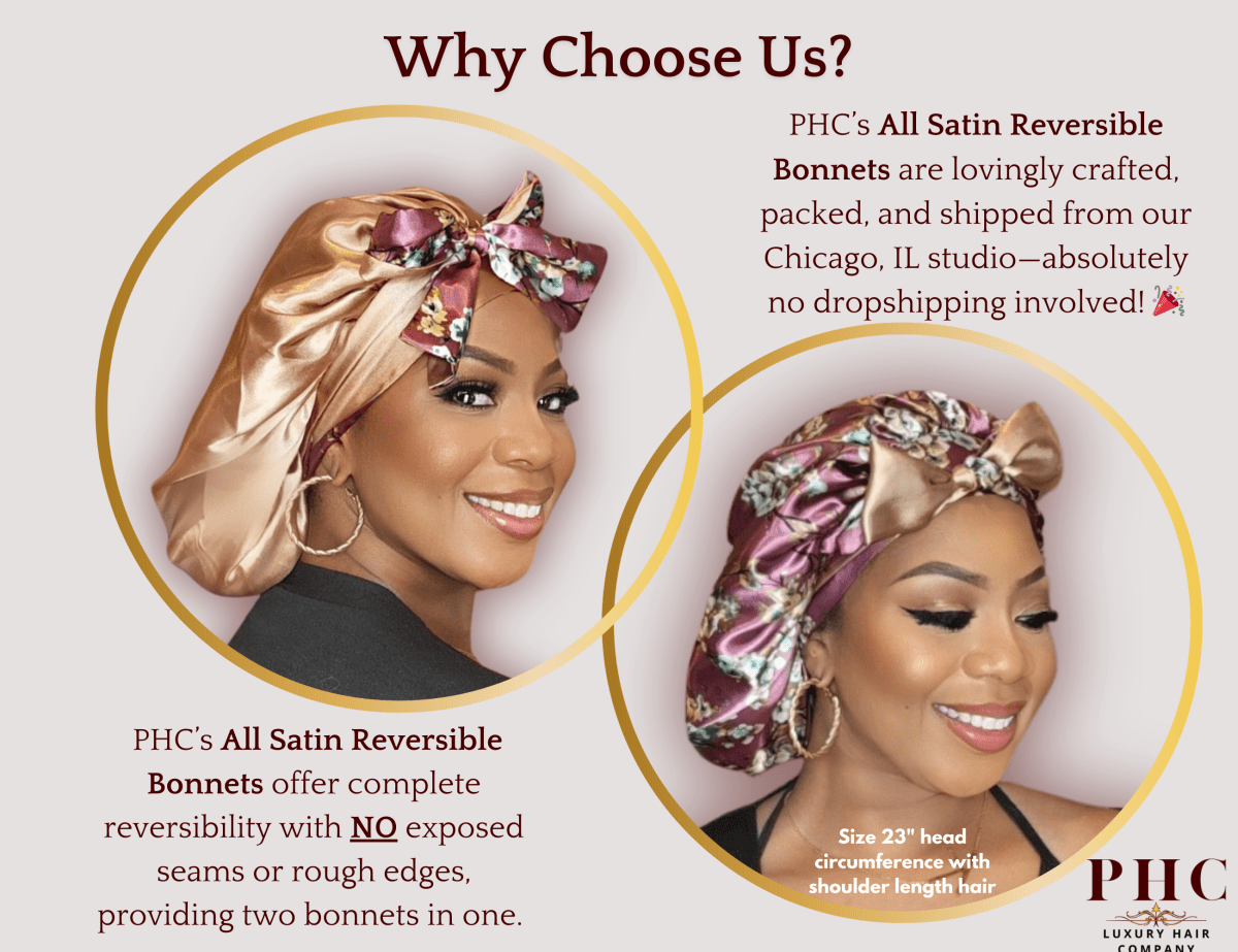 Deep Mauve Flower & Bronze All Satin Reversible Bonnet - PHC