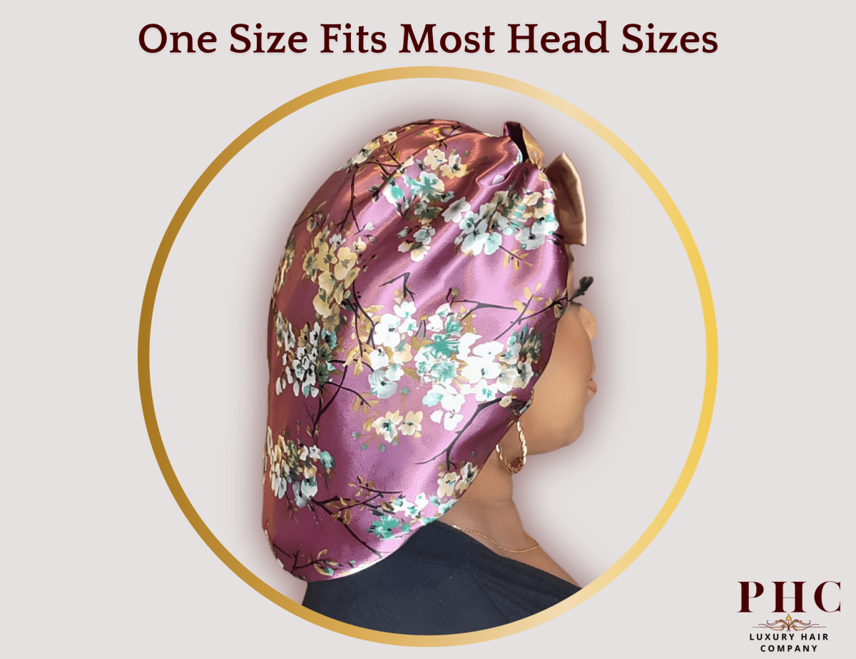 Deep Mauve Flower & Bronze All Satin Reversible Bonnet - PHC