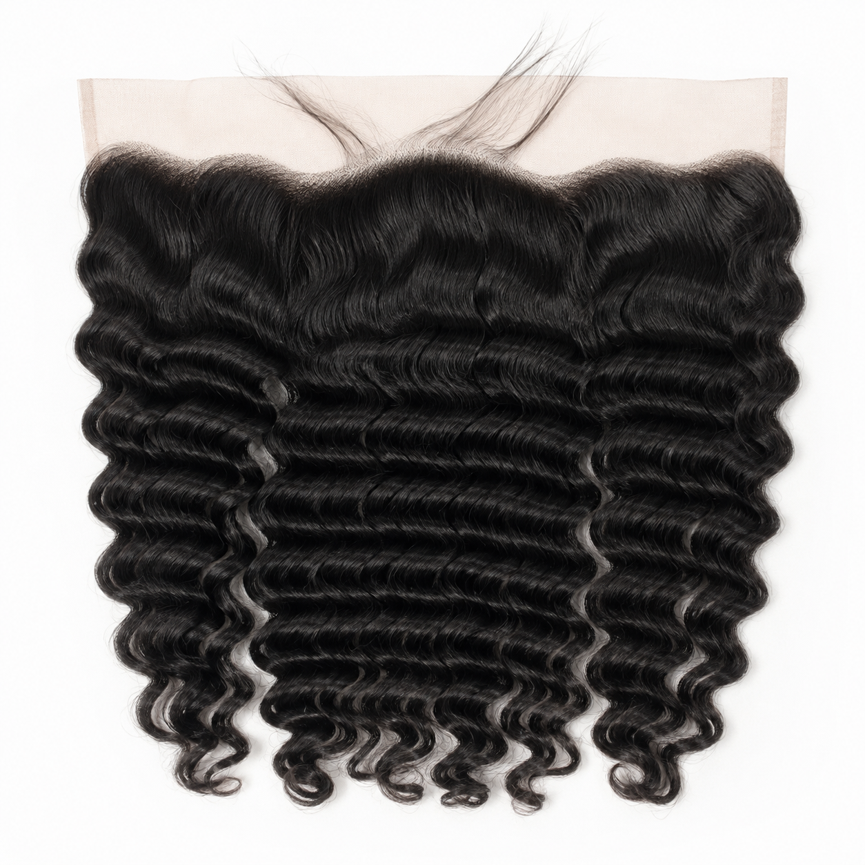 Deep Wave 13x4 Swiss lace frontal in natural black virgin human hair