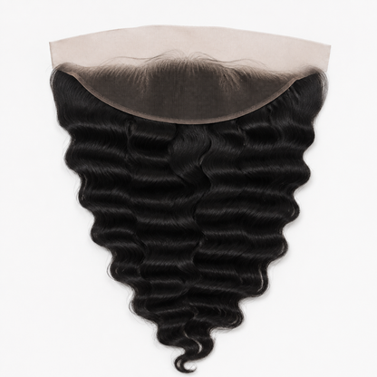 Deep Wave 13x6 Swiss lace frontal in natural black virgin human hair