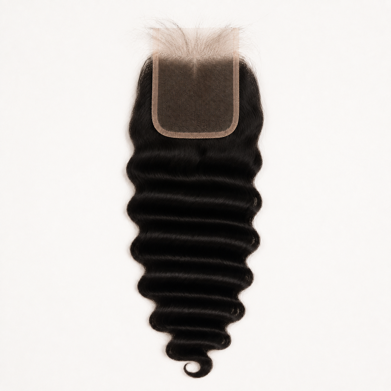 Deep Wave 4x4 Swiss lace closure in natural black virgin human hair