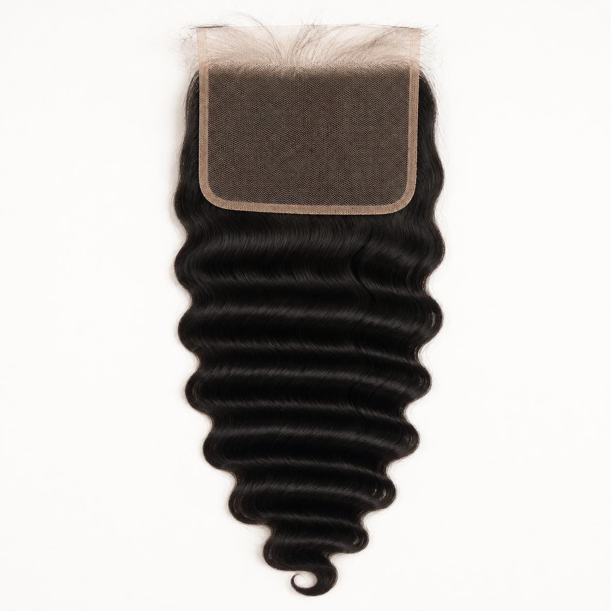 Deep Wave 5x5 Swiss lace closure in natural black virgin human hair