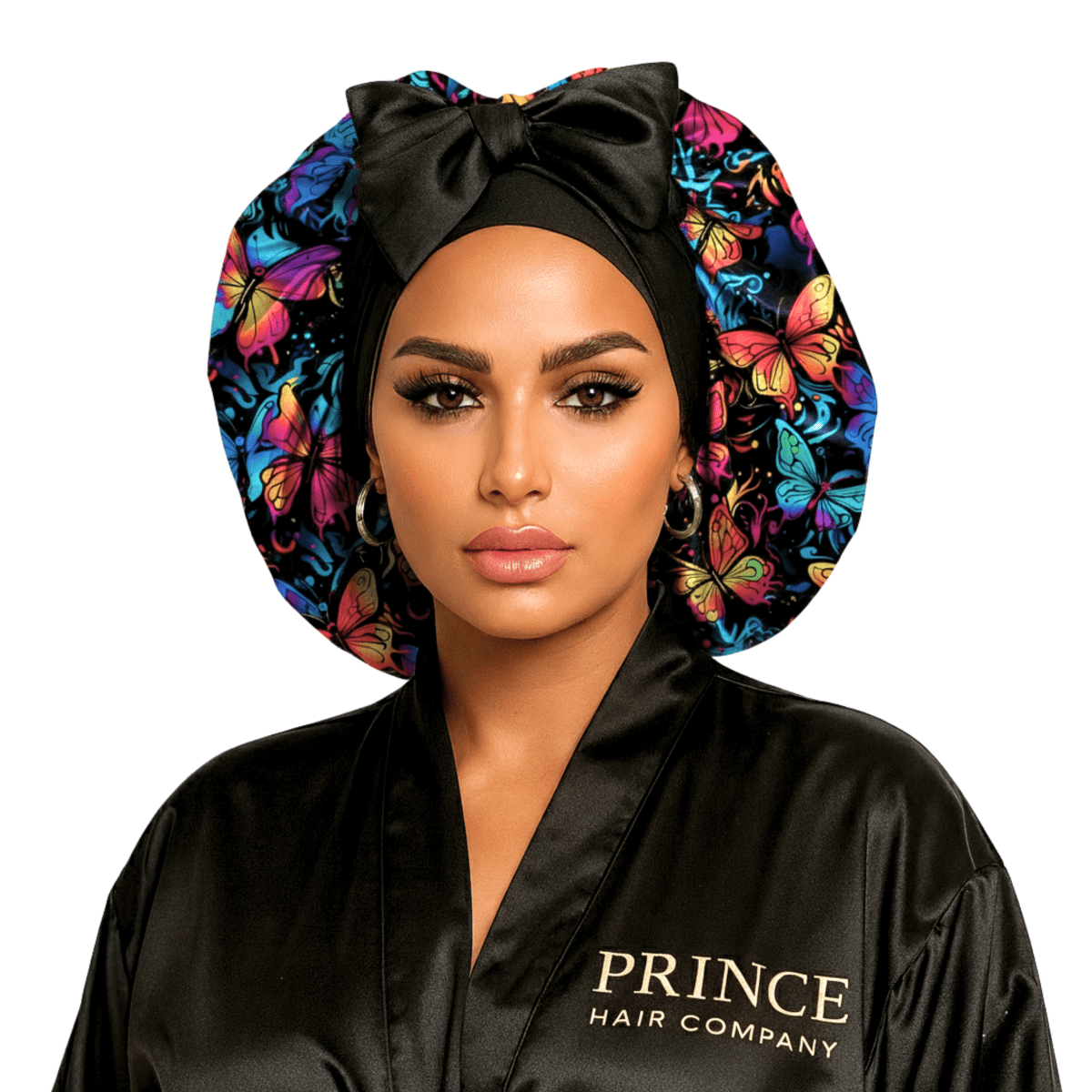 Gift Wrapped Silk Satin Sleep Bonnet & Scrunchie Set | Charmeuse Print | Adjustable Stretch Tie | Handmade in USA - PHC