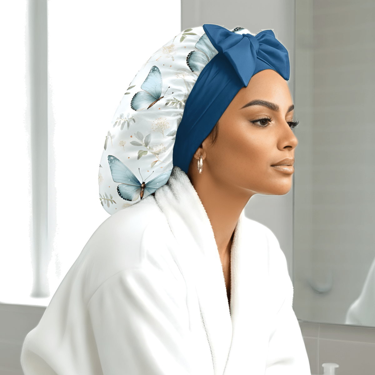 Gift Wrapped Silk Satin Sleep Bonnet & Scrunchie Set | Charmeuse Print | Adjustable Stretch Tie | Handmade in USA - PHC