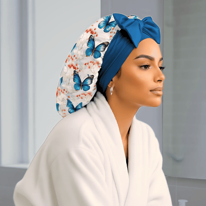 Gift Wrapped Silk Satin Sleep Bonnet & Scrunchie Set | Charmeuse Print | Adjustable Stretch Tie | Handmade in USA - PHC