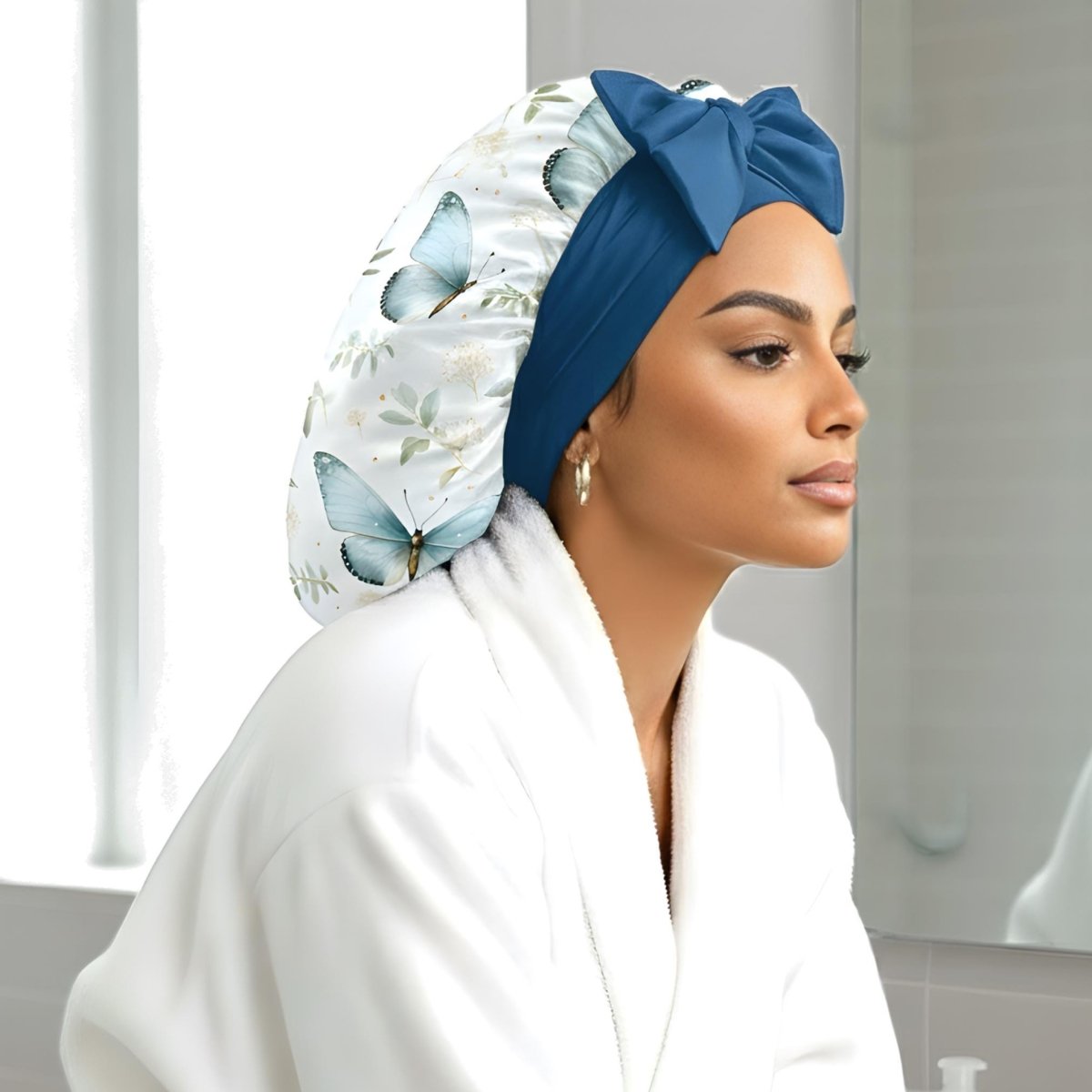 Gift Wrapped Silk Satin Sleep Bonnet Set | Floral Butterfly Print, Handmade - PHC