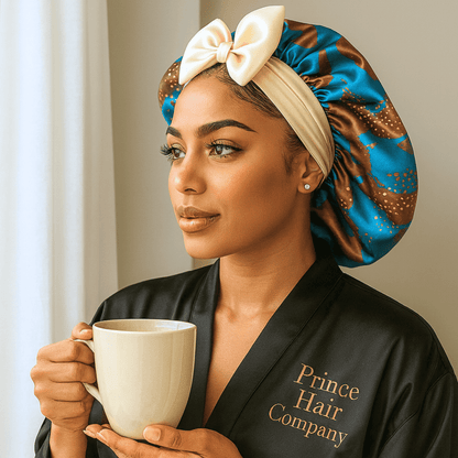Gold and Brown Ankara Print All Satin Reversible Bonnet - PHC