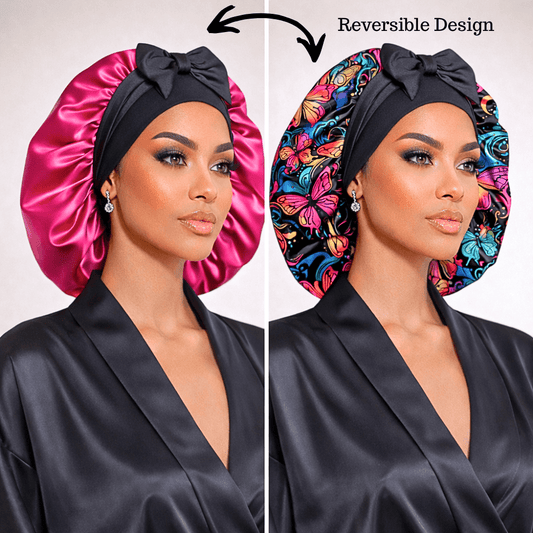 Graffiti Butterfly Silk Blend Satin Bonnet for Sleeping - PHC
