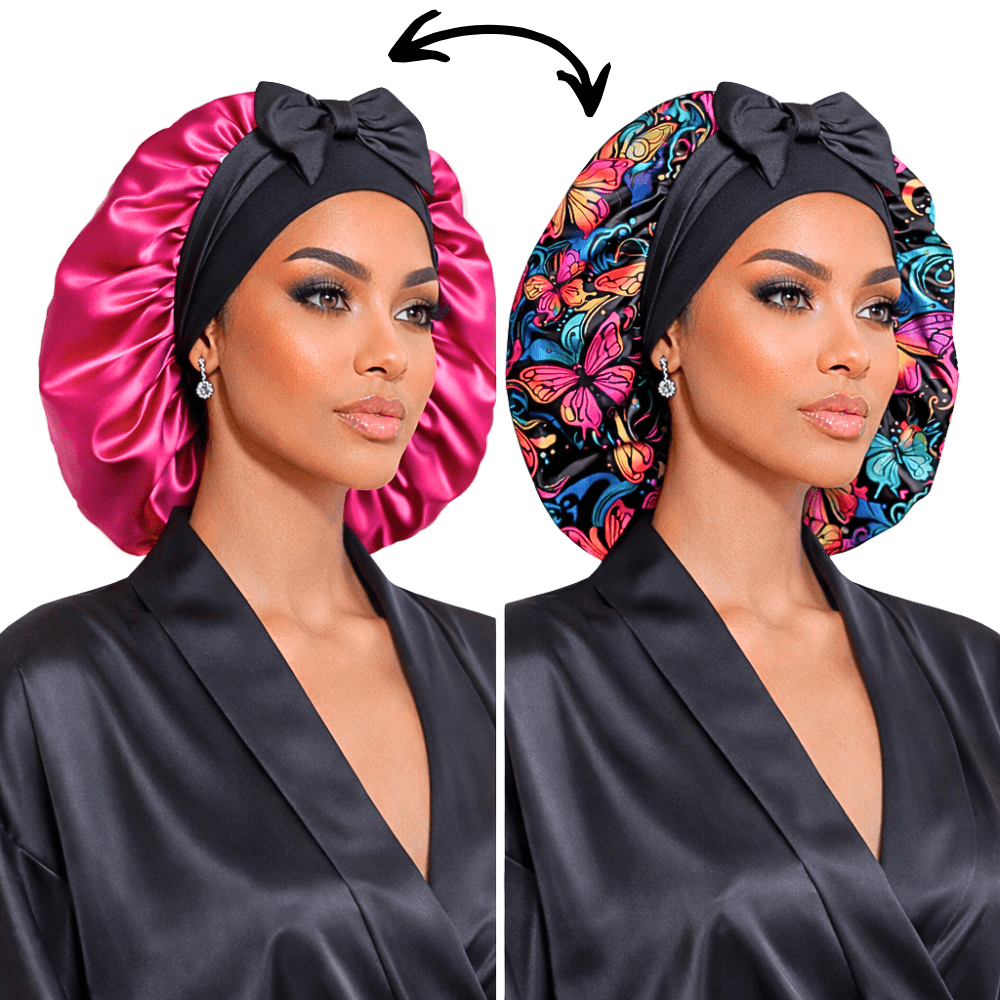Graffiti Butterfly Silk Blend Satin Bonnet for Sleeping - PHC