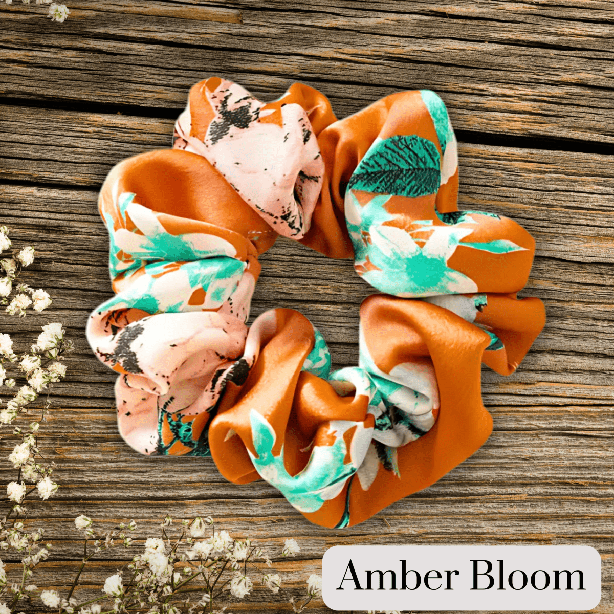 Handmade Floral Satin Scrunchie for Damage - Free Hair Styling - Small Size - PHC