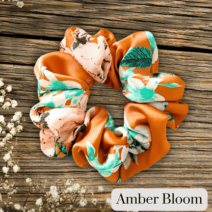 Handmade Floral Satin Scrunchie for Damage - Free Hair Styling - Small Size - PHC