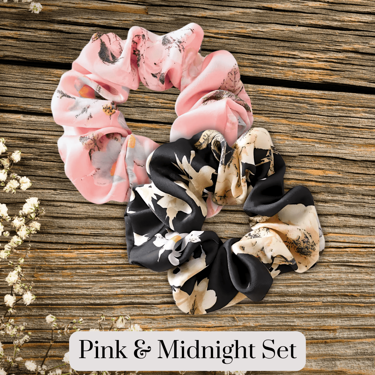 Handmade Floral Satin Scrunchie for Damage - Free Hair Styling - Small Size - PHC