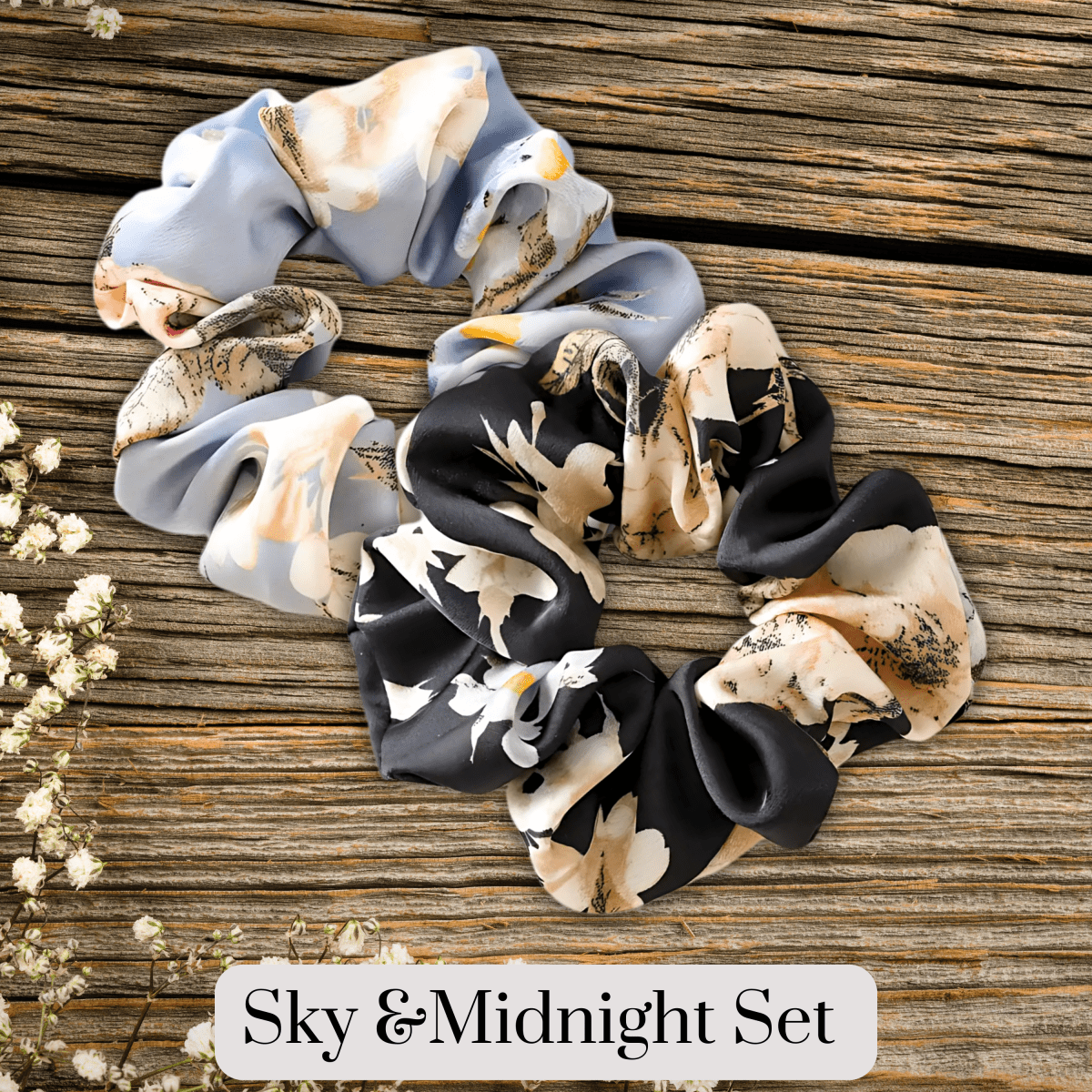 Handmade Floral Satin Scrunchie for Damage - Free Hair Styling - Small Size - PHC